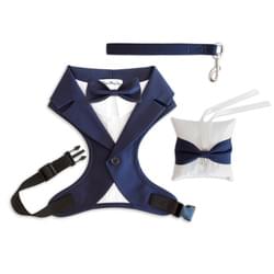 Dog Tuxedo Harness With Bowtie In Blue Color