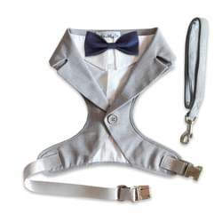 Light Gray Wedding Tuxedo Harness with Leash