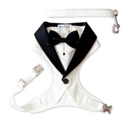 White color wedding Tuxedo Harness with Leash